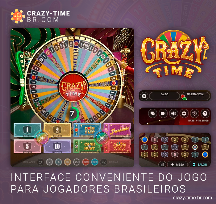 Interface do jogo ao vivo Crazy Time
