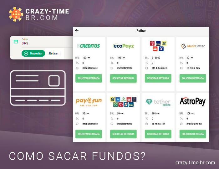 Como retirar os ganhos do Crazy Time dos cassinos on-line